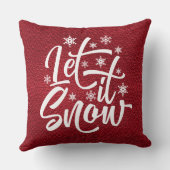 Let It Snow Christmasタイポグラフィ赤/白ID951 クッション (裏面)