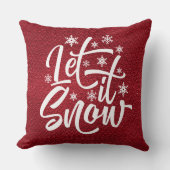 Let It Snow Christmasタイポグラフィ赤/白ID951 クッション (正面)
