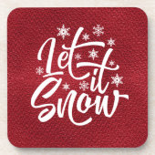 Let It Snow Christmasタイポグラフィ赤/白ID951 コースター (正面)