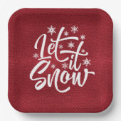 Let It Snow Christmasタイポグラフィ赤/白ID951 ペーパープレート (正面)