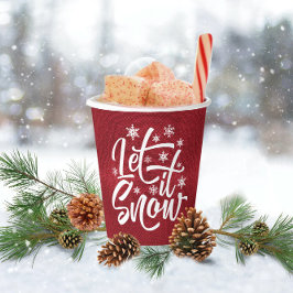 Let It Snow Christmasタイポグラフィ赤/白ID951 紙コップ