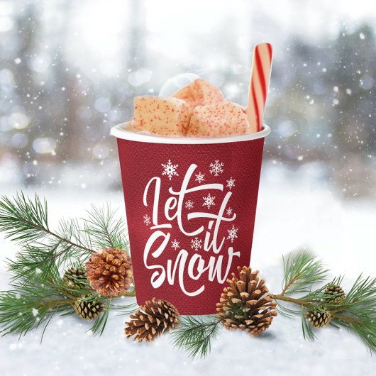 Let It Snow Christmasタイポグラフィ赤/白ID951 紙コップ