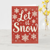 Let It Snow Christmas Card Glitter Snowflake カード (黄色い花)