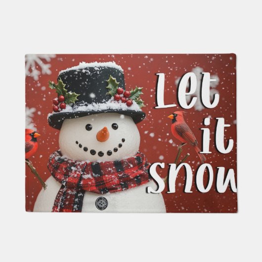 Let It Snow Christmas Doormat – Festive Welcome Ma ドアマット (正面)