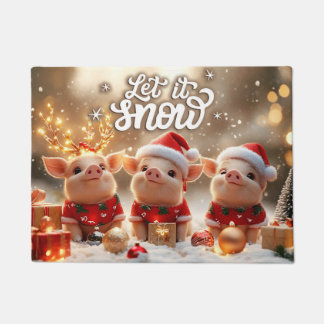 Let It Snow Christmas Doormat – Festive Welcome Ma ドアマット
