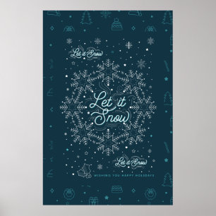 Let It Snow Christmas Poster 24x36 /ブラック ポスター