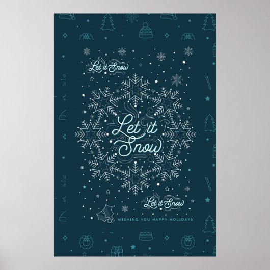 Let It Snow Christmas Poster 24x36 /ブラック ポスター (正面)