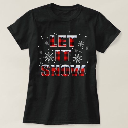Let It Snow Christmas Snowflake Buffalo Plaid Tシャツ (デザイン正面)