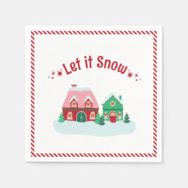 Let it Snow Christmas Village Cocktail Napkins スタンダードカクテルナプキン