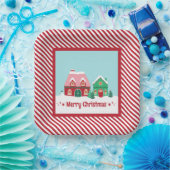 Let it Snow Christmas Village Square Paper Plate ペーパープレート (パーティー)