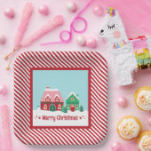 Let it Snow Christmas Village Square Paper Plate ペーパープレート (パーティー)