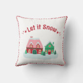 Let it Snow Christmas Village Throw Pillow クッション (裏面)