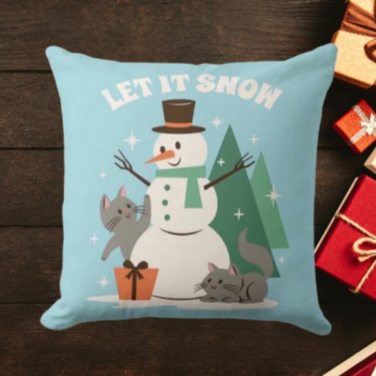 Let It Snow | Cozy Winter Throw Pillow クッション