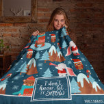Let it Snow Cute Animal Pattern with Name Blue フリースブランケット<br><div class="desc">Add a cute seasonal touch to your holiday living room decor with this adorable custom blue and white fleece blanket. Blanket has a pattern of a festive brown bear ice skating, an owl wearing a Santa hat and glasses, a bird on a snowy mountain, a bunny playing a trumpet, and...</div>