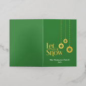 "Let it Snow" Elegant Mid Green Folded 箔シーズンカード (外側レイダウン)