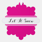 LET IT SNOW Fancy Text Bright Pink White Stripes オーナメントカード (裏面)