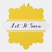 LET IT SNOW Fancy Text Golden Yellow White Stripes オーナメントカード (裏面)