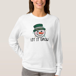 Let It Snow, Faux Crochet Snowman Tシャツ