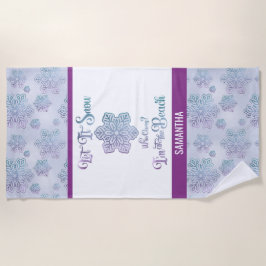 Let it Snow–Funny Christmas Beach Purple ビーチタオル