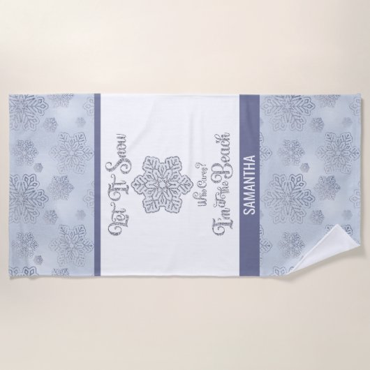 Let it Snow–Funny Christmas Beach Silver ビーチタオル (正面)