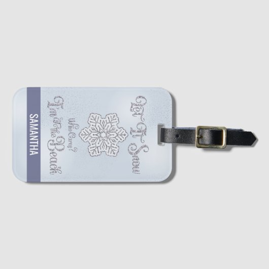 Let it Snow–Funny Christmas Beach Silver ラゲッジタグ (正面横)