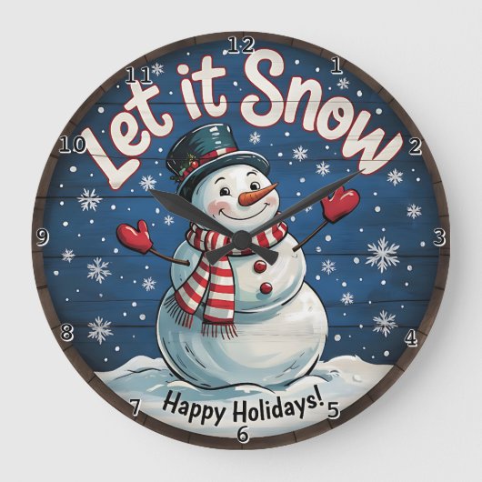 Let It Snow Happy Holidays ラージ壁時計 (正面)