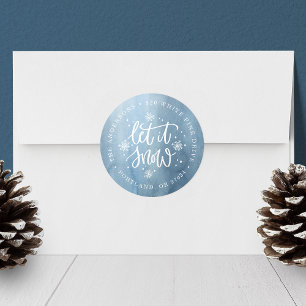 Let It Snow Holiday Return Address Labels ラウンドシール