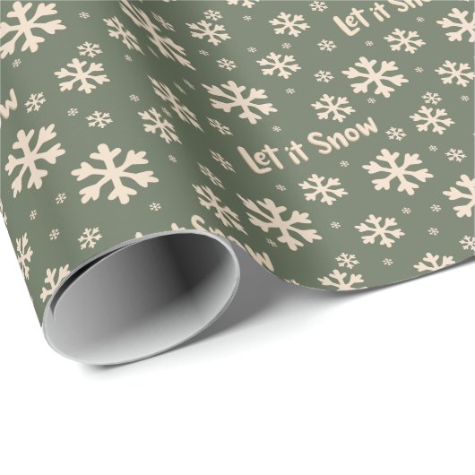 Let It Snow Holiday Wrapping Paper - Green ラッピングペーパー (ロールコーナー)