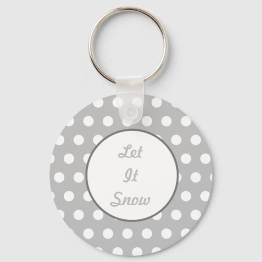 Let It Snow Keychain (グレーと白) キーホルダー (正面)