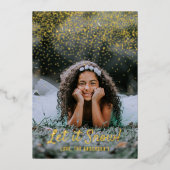 Let It Snow! Modern Photo Christmas Real Foil 箔シーズンカード (正面)