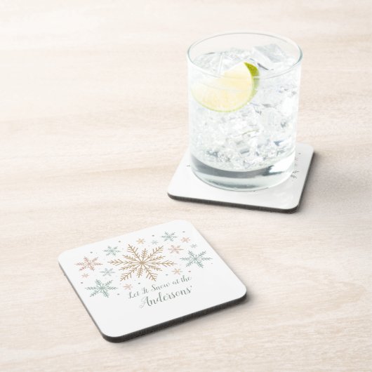 Let It Snow Personalized Christmas コースター (右側)