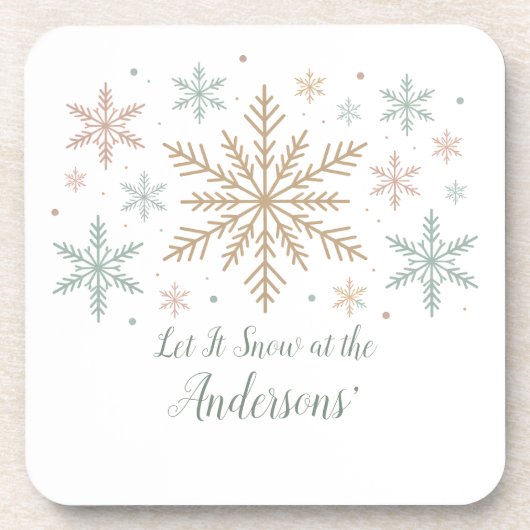 Let It Snow Personalized Christmas コースター (正面)