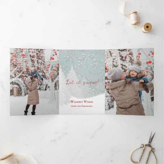 Let It Snow Photo Holiday Card 三つ折りクリスマスカード (内部)