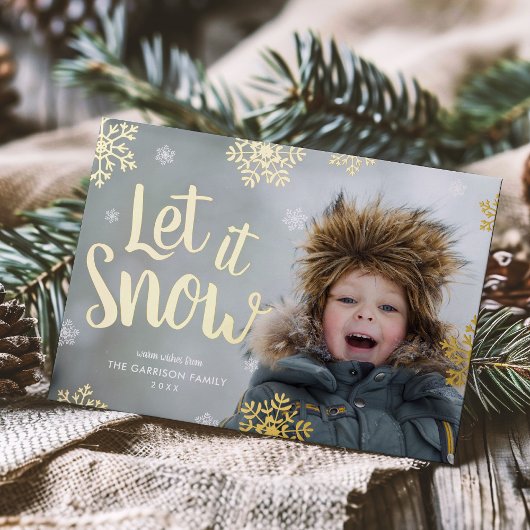 Let It Snow | Photo Overlay Real Foil Holiday Card 箔シーズンカード