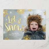 Let It Snow | Photo Overlay Real Foil Holiday Card 箔シーズンカード (正面)