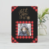 Let it Snow Red Buffaloチェック写真ホリデーカード シーズンカード (スタンド正面)