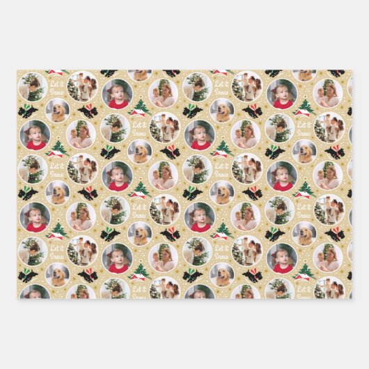 Let It Snow Scottie Dogおもしろいカスタムフォトセット ラッピングペーパーシート (正面3)