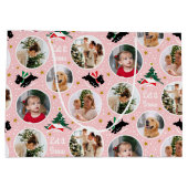 Let It Snow Scottie Dogおもしろいカスタムフォトピンク ラージペーパーバッグ (裏面)