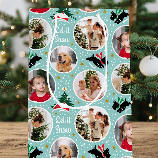 Let it Snow Scottie Dogおもしろいカスタムフォトミント ミディアムペーパーバッグ