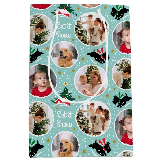 Let it Snow Scottie Dogおもしろいカスタムフォトミント ミディアムペーパーバッグ (正面)