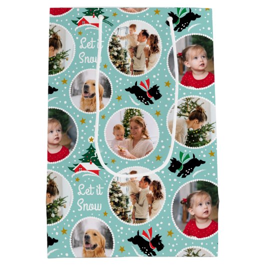 Let it Snow Scottie Dogおもしろいカスタムフォトミント ミディアムペーパーバッグ (裏面)