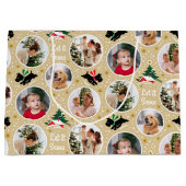 Let it Snow Scottie Dogおもしろいカスタム写真金ゴールド ラージペーパーバッグ (正面)