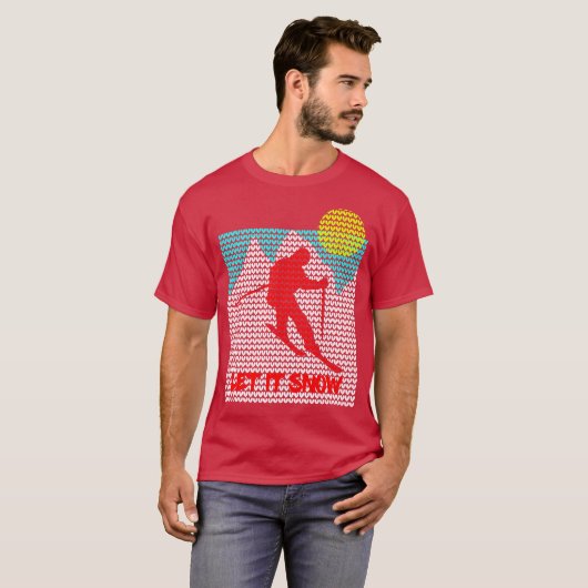 Let It Snow Ski Agy Sater Patternクリスマス Tシャツ (正面フル)