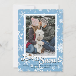 Let it Snow Snowflake Holiday Card with Photo シーズンカード