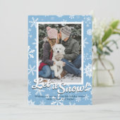 Let it Snow Snowflake Holiday Card with Photo シーズンカード (スタンド正面)