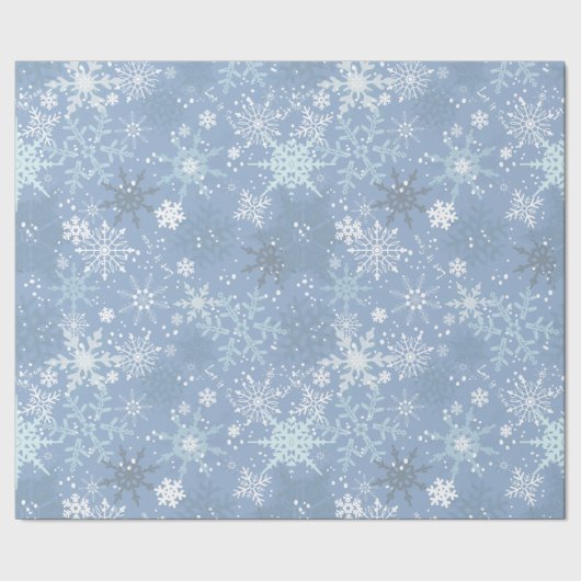 Let it Snow - Snowflakes on Cerulean Blue ラッピングペーパー (シーム)