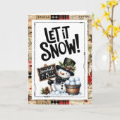 Let It Snow Snowman Christmas カード (黄色い花)