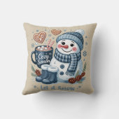Let it Snow Snowman Throw Pillow クッション (裏面)