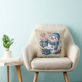 Let it Snow Snowman Throw Pillow クッション (椅子)