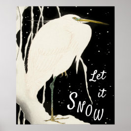 Let it Snow - Snowy Heron -ヴィンテージアート – 20 - ポスター
